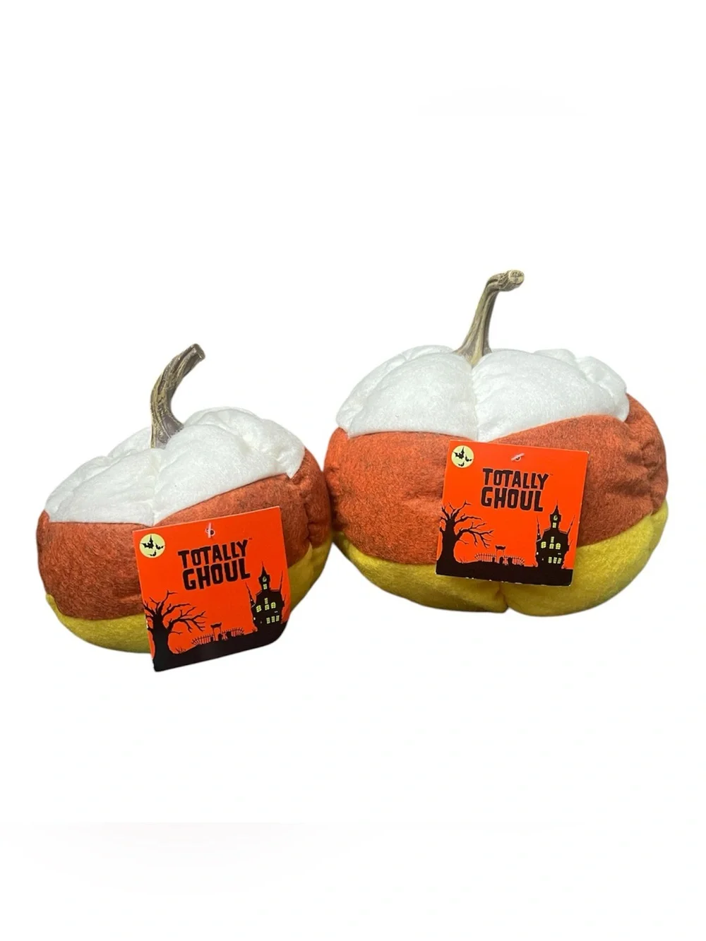 🎃 Totally Ghoul Candy Corn Pumpkin Plush Halloween Decor Set of 2 NWT